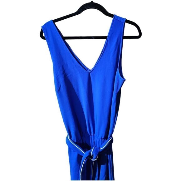BOSTON PROPER Blue Sleeveless V-Neck Jumpsuit - Size Large - Picture 3 of 8